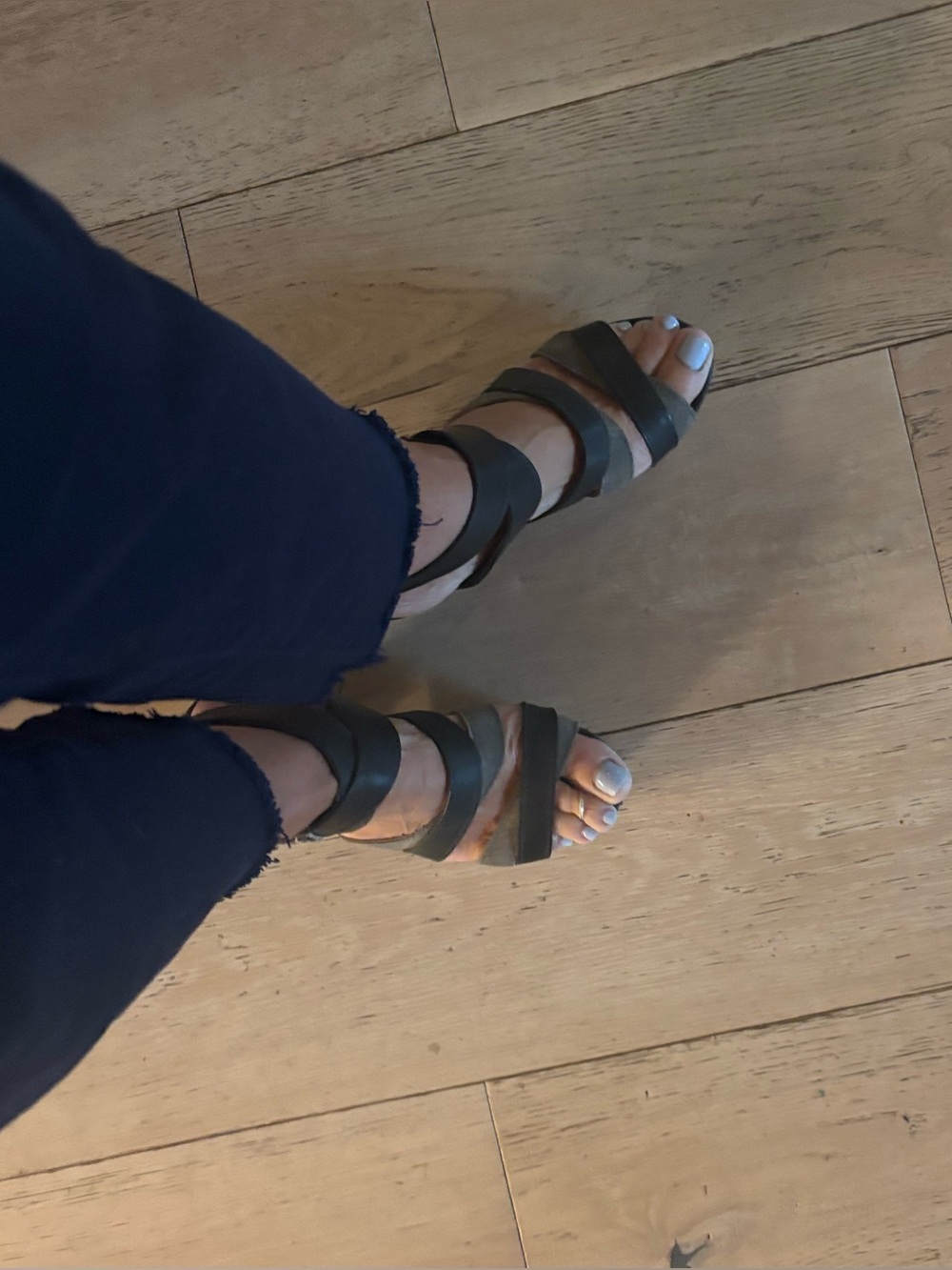 rag & bone Black and Taupe Wedge Sandals